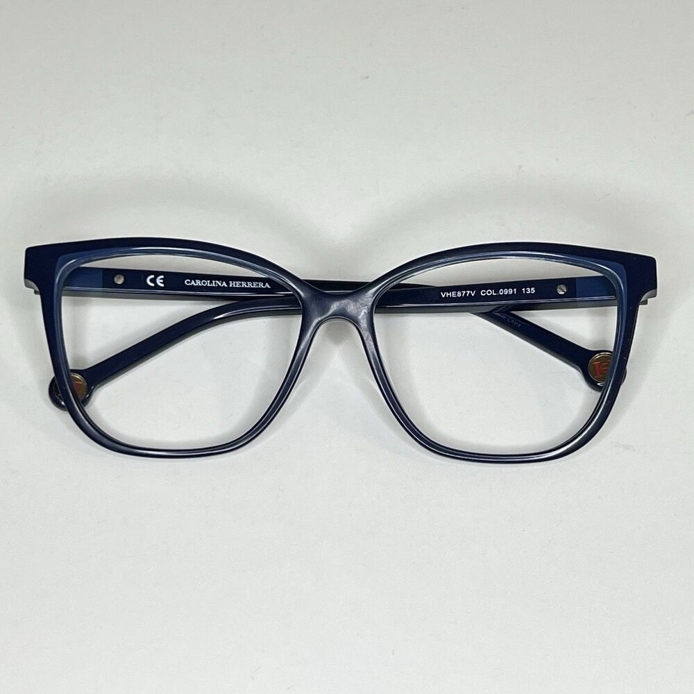 Carolina Herrera Eyeglasses Frame Only, VHE877V COL. 0991 54-14-135 Plastic Blue